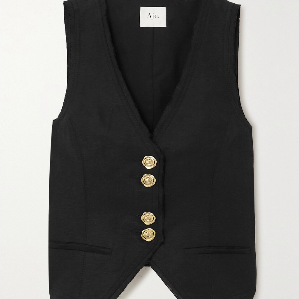 Aje Primrose Black Vest with Gold Buttons - Picture 1 of 4